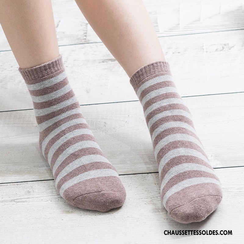 Chaussettes Mi Hautes Femme Chaussettes En Coton Hiver Renforcé Terry Milieu Matelassé Multicolore Bleu