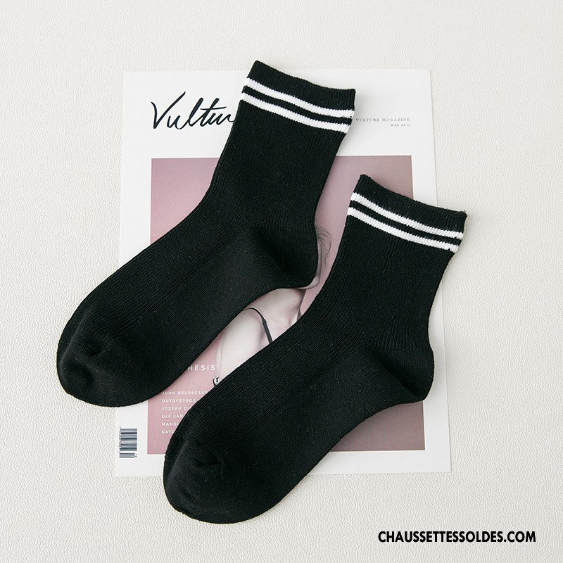 Chaussettes Mi Hautes Femme Chaussettes En Coton L'automne 100% Coton Nouvelles Arrivées Hiver Milieu Bordeaux