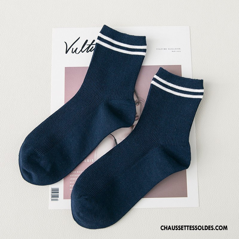 Chaussettes Mi Hautes Femme Chaussettes En Coton L'automne 100% Coton Nouvelles Arrivées Hiver Milieu Bordeaux