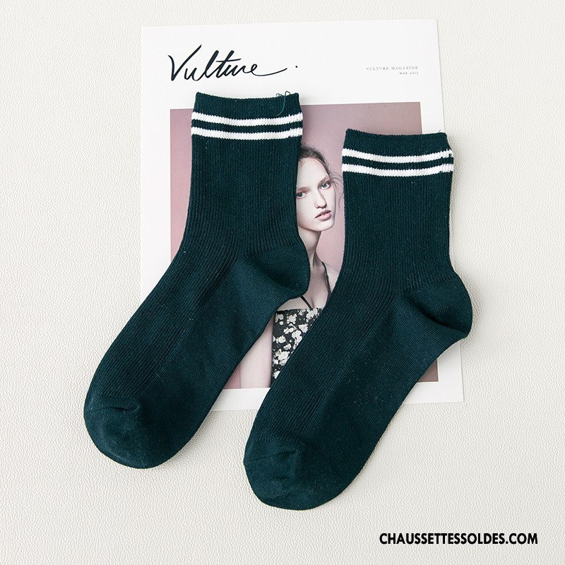 Chaussettes Mi Hautes Femme Chaussettes En Coton L'automne 100% Coton Nouvelles Arrivées Hiver Milieu Bordeaux