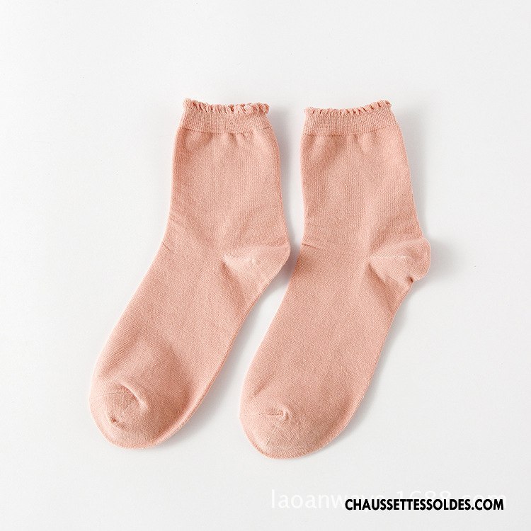 Chaussettes Mi Hautes Femme Chaussettes En Coton Milieu Dentelle Nouvelles Arrivées Simple Vert Foncé Couleurs De Bonbons Pure