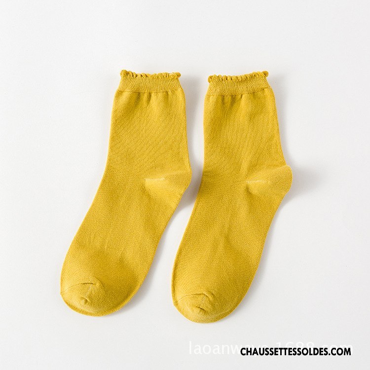 Chaussettes Mi Hautes Femme Chaussettes En Coton Milieu Dentelle Nouvelles Arrivées Simple Vert Foncé Couleurs De Bonbons Pure