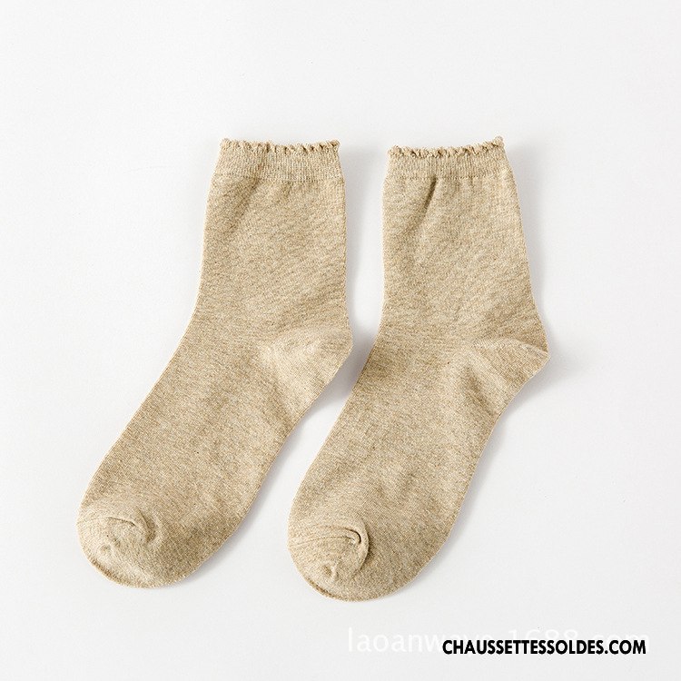 Chaussettes Mi Hautes Femme Chaussettes En Coton Milieu Dentelle Nouvelles Arrivées Simple Vert Foncé Couleurs De Bonbons Pure