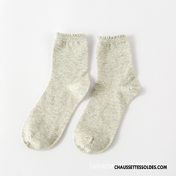Chaussettes Mi Hautes Femme Chaussettes En Coton Milieu Dentelle Nouvelles Arrivées Simple Vert Foncé Couleurs De Bonbons Pure