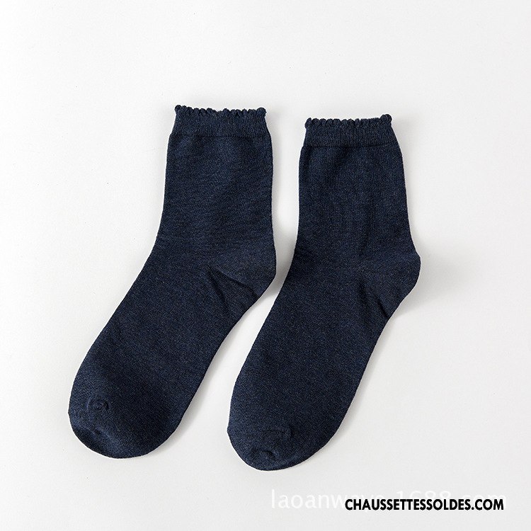Chaussettes Mi Hautes Femme Chaussettes En Coton Milieu Dentelle Nouvelles Arrivées Simple Vert Foncé Couleurs De Bonbons Pure