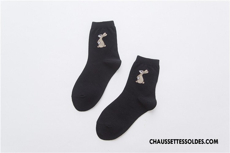 Chaussettes Mi Hautes Femme Chaussettes En Coton Petit Lapin Dessin Animé Milieu Charmant Rose