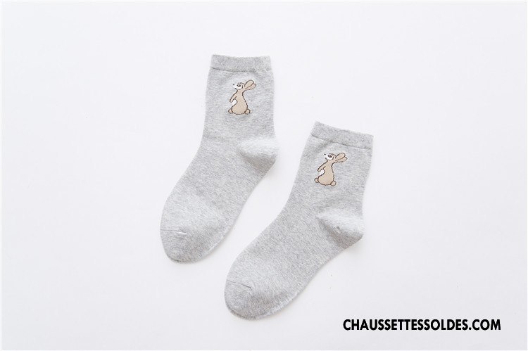 Chaussettes Mi Hautes Femme Chaussettes En Coton Petit Lapin Dessin Animé Milieu Charmant Rose