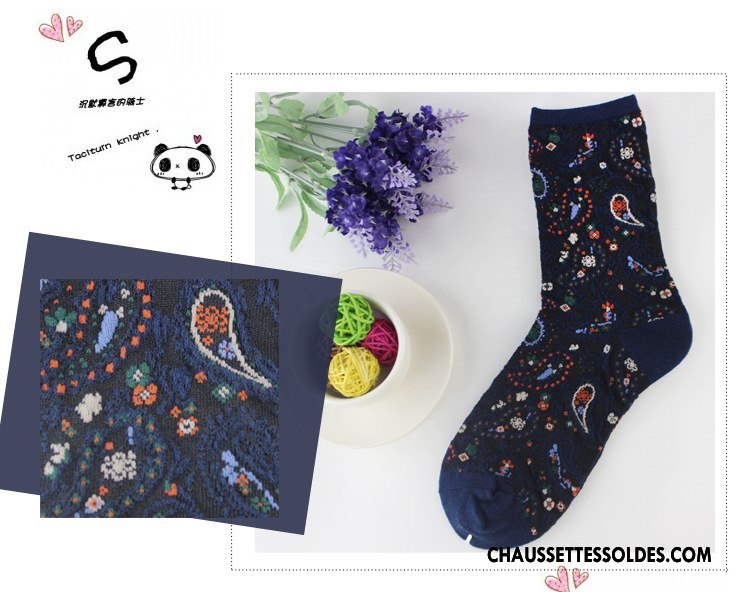 Chaussettes Mi Hautes Femme Chaussettes En Coton Style National L'automne Milieu Le Nouveau Hiver Coloré