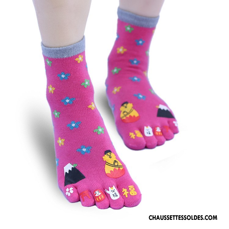Chaussettes Mi Hautes Femme Cinq Doigts Casual Légèrement Matelassé Noir