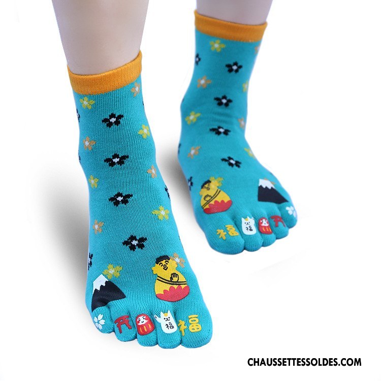 Chaussettes Mi Hautes Femme Cinq Doigts Casual Légèrement Matelassé Noir
