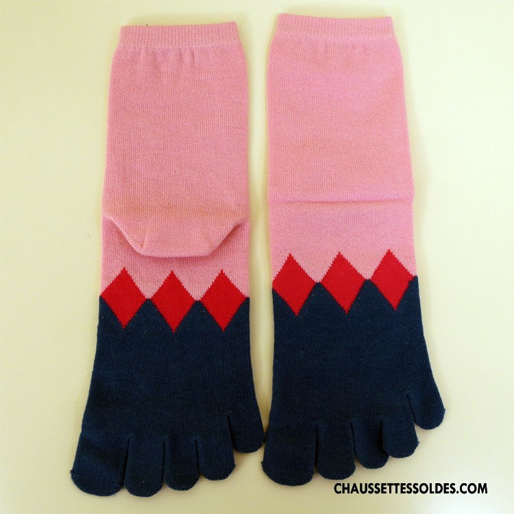 Chaussettes Mi Hautes Femme Cinq Doigts L'automne Losange Hiver Milieu Dame Coloré