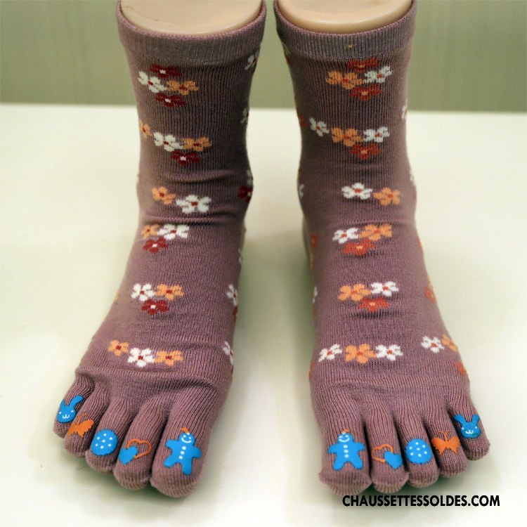 Chaussettes Mi Hautes Femme Classique Hiver Cinq Doigts Simple L'automne Noir