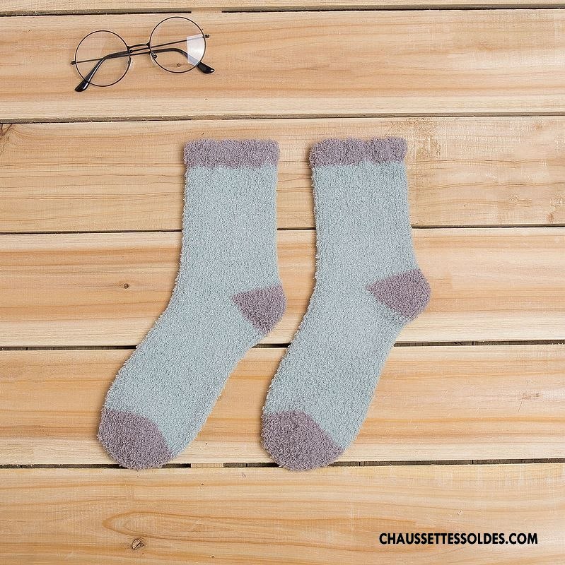 Chaussettes Mi Hautes Femme Confortable Flambage Dame Le Nouveau Milieu Hiver Vert