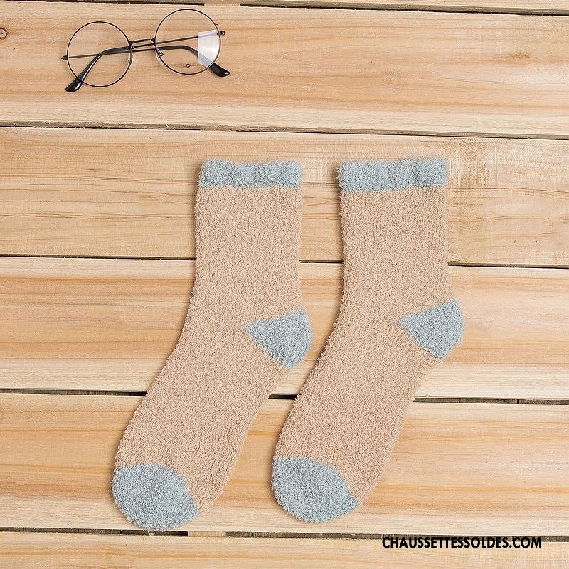 Chaussettes Mi Hautes Femme Confortable Flambage Dame Le Nouveau Milieu Hiver Vert