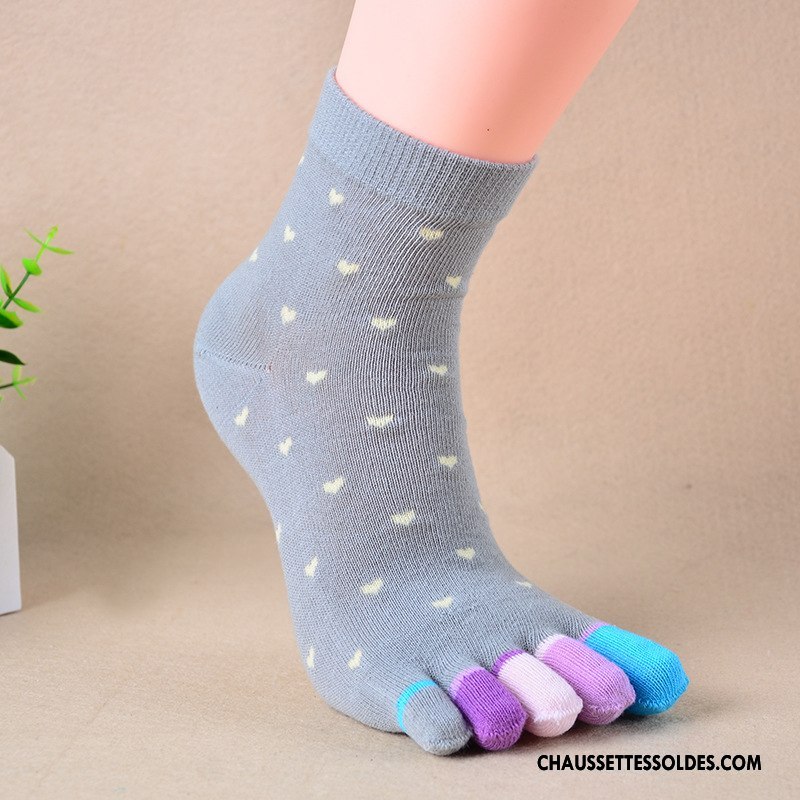 Chaussettes Mi Hautes Femme Coton Bio Cinq Doigts Le Nouveau Renforcé Hiver Longue Violet