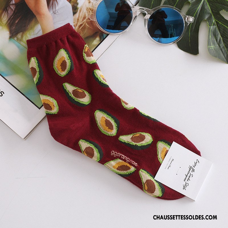Chaussettes Mi Hautes Femme Coton Bio Fruit Chaussette Longue Milieu Art Importer Jaune