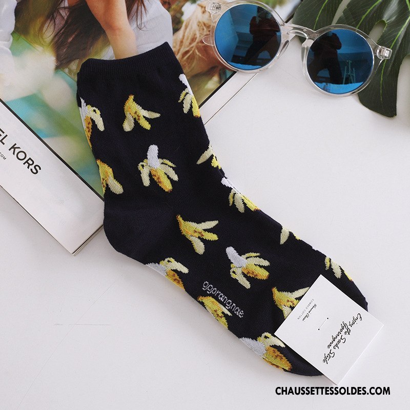 Chaussettes Mi Hautes Femme Coton Bio Fruit Chaussette Longue Milieu Art Importer Jaune
