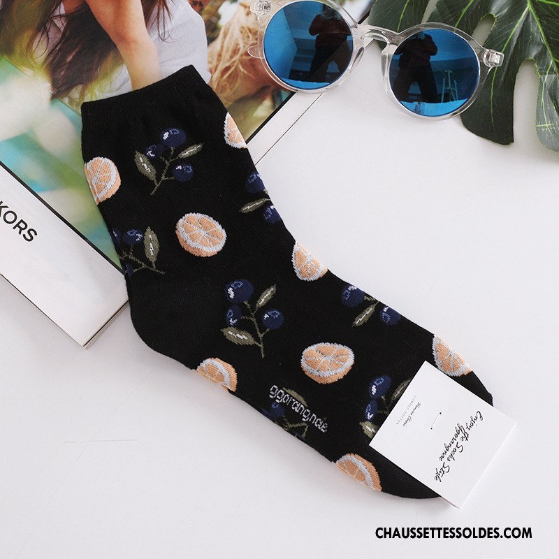 Chaussettes Mi Hautes Femme Coton Bio Fruit Chaussette Longue Milieu Art Importer Jaune