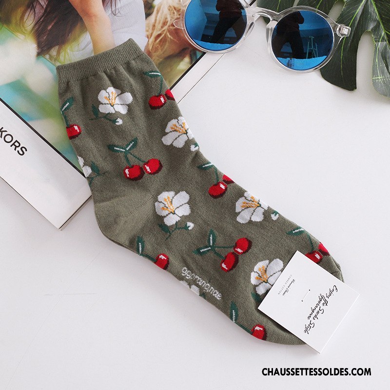 Chaussettes Mi Hautes Femme Coton Bio Fruit Chaussette Longue Milieu Art Importer Jaune