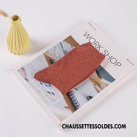 Chaussettes Mi Hautes Femme Coton Bio Hiver Créatif Nouvelles Arrivées L'automne Milieu Bordeaux Pure
