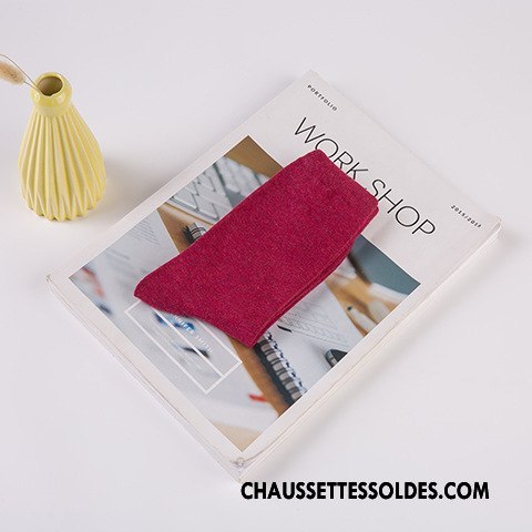 Chaussettes Mi Hautes Femme Coton Bio Hiver Créatif Nouvelles Arrivées L'automne Milieu Bordeaux Pure