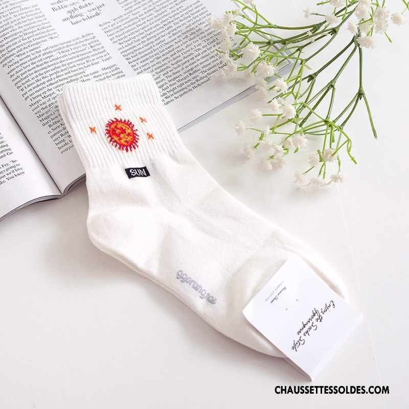 Chaussettes Mi Hautes Femme Coton Bio Nervurées Casual Importer Longue Hiver Rose