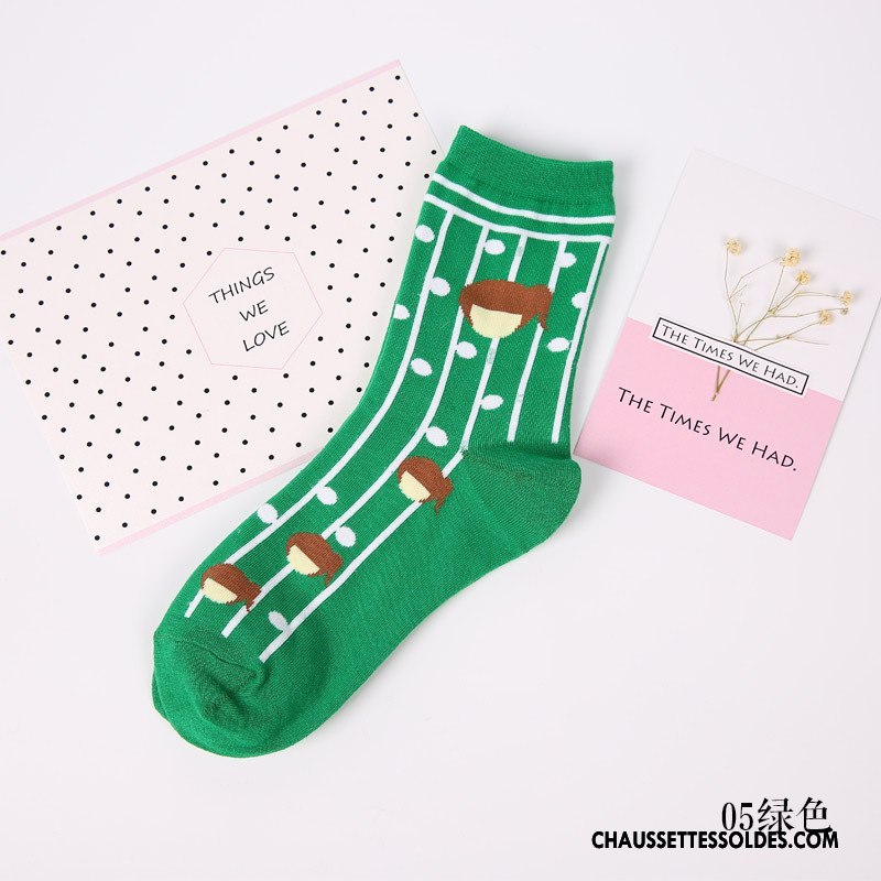 Chaussettes Mi Hautes Femme Coton Bio Nouvelles Arrivées Personnalité Fille Dame Tendance Vert