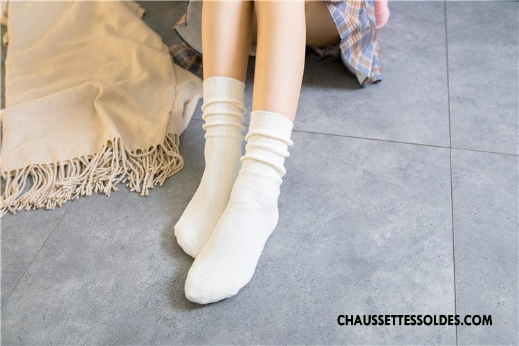 Chaussettes Mi Hautes Femme Coton Le Nouveau Milieu L'automne Hiver Chaussettes En Coton Or
