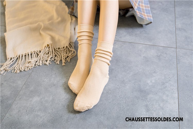 Chaussettes Mi Hautes Femme Coton Le Nouveau Milieu L'automne Hiver Chaussettes En Coton Or