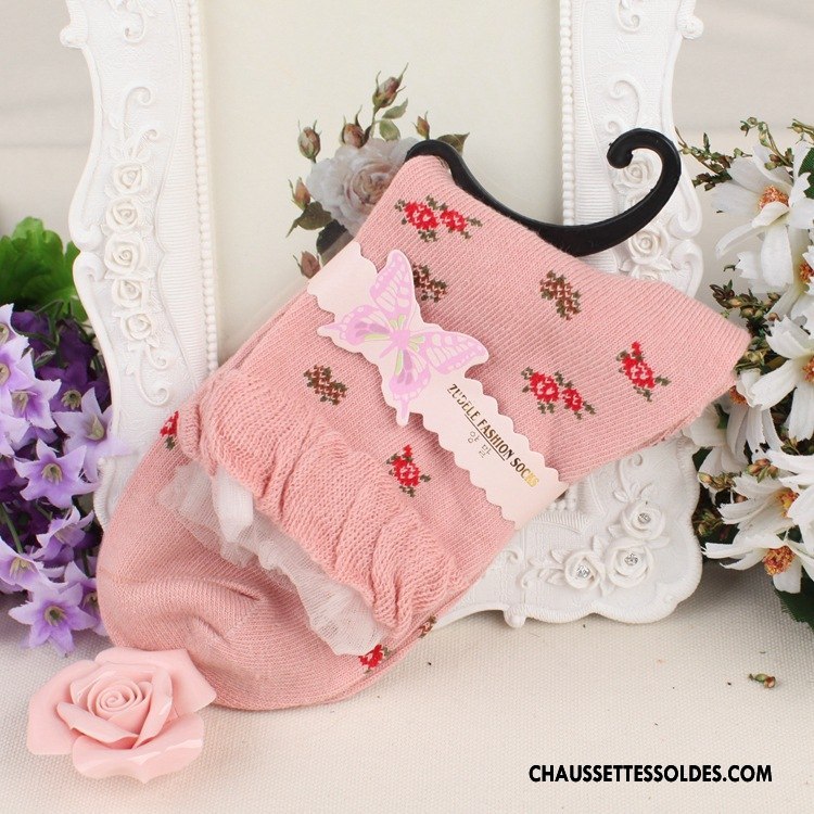 Chaussettes Mi Hautes Femme Couche Double Hiver L'automne Floral Le Nouveau Milieu Noir