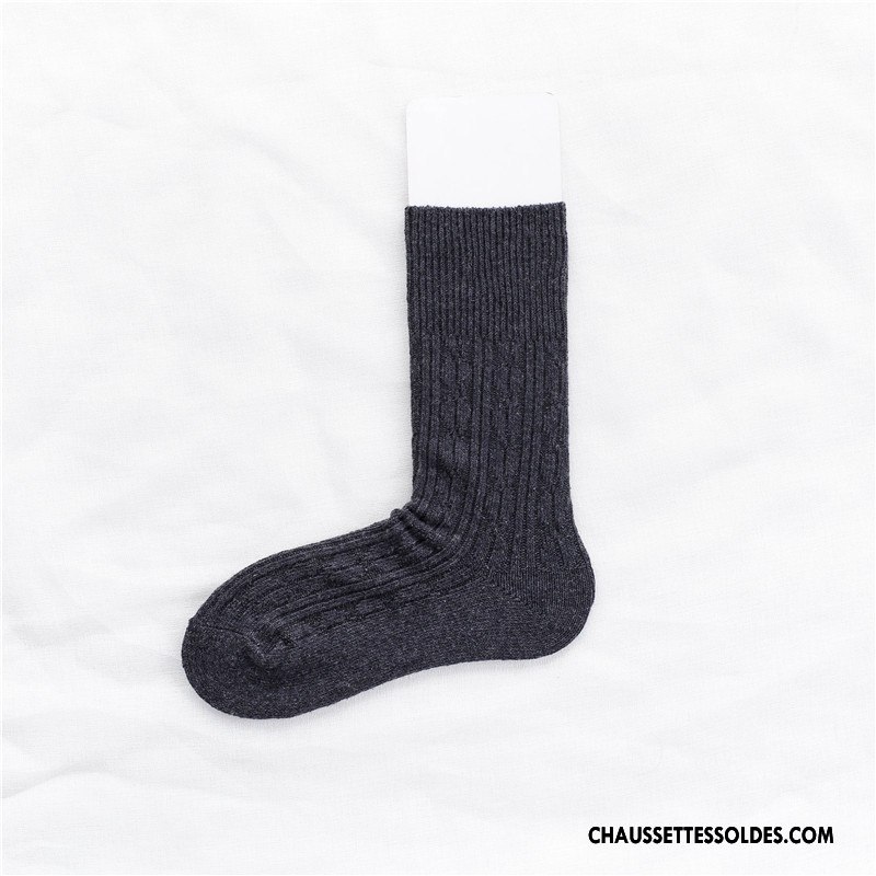 Chaussettes Mi Hautes Femme Couleur Lovers Style Milieu L'automne Homme Pure Gris