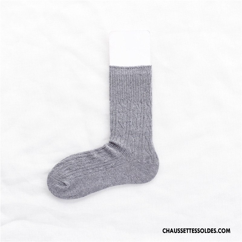 Chaussettes Mi Hautes Femme Couleur Lovers Style Milieu L'automne Homme Pure Gris
