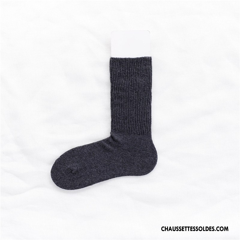 Chaussettes Mi Hautes Femme Couleur Lovers Style Milieu L'automne Homme Pure Gris