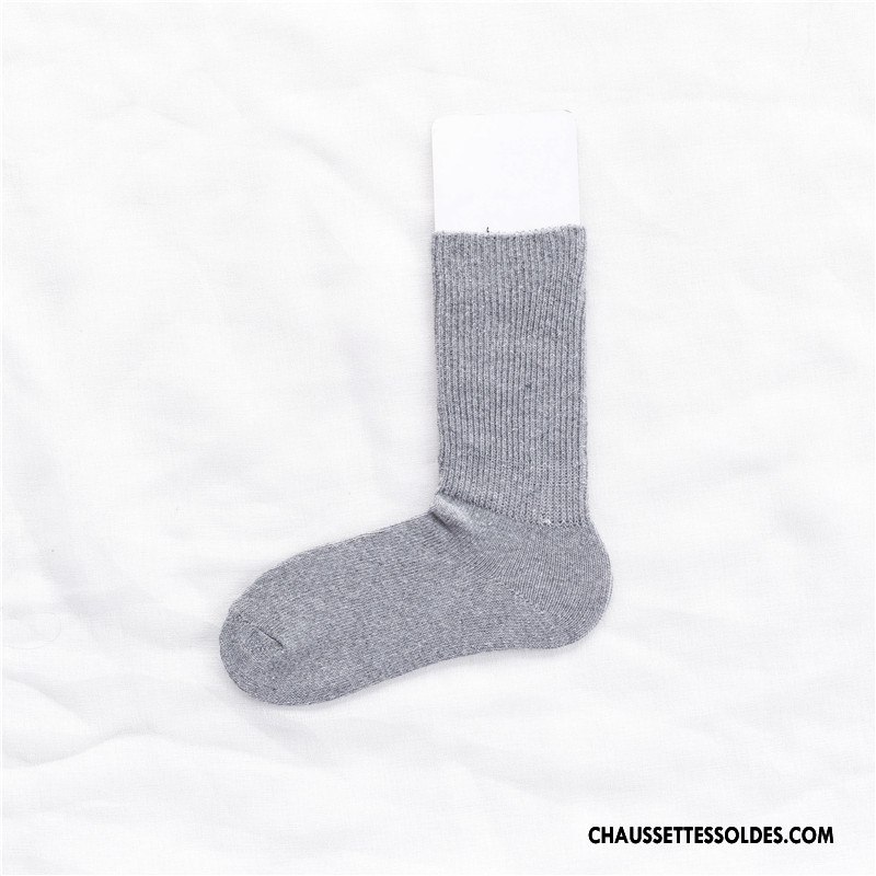 Chaussettes Mi Hautes Femme Couleur Lovers Style Milieu L'automne Homme Pure Gris