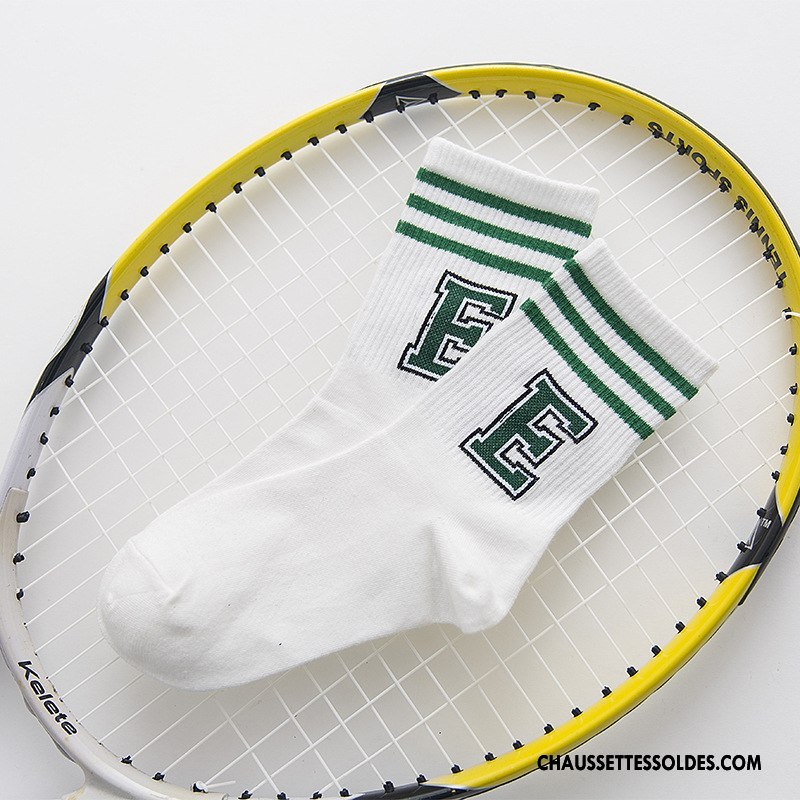 Chaussettes Mi Hautes Femme Courte Lettre Style Chaud Mouvement Chaussettes En Coton Nouvelles Arrivées Blanc