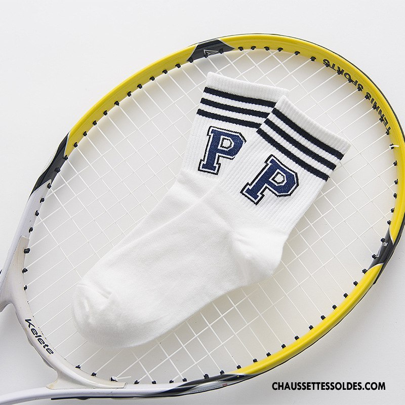 Chaussettes Mi Hautes Femme Courte Lettre Style Chaud Mouvement Chaussettes En Coton Nouvelles Arrivées Blanc