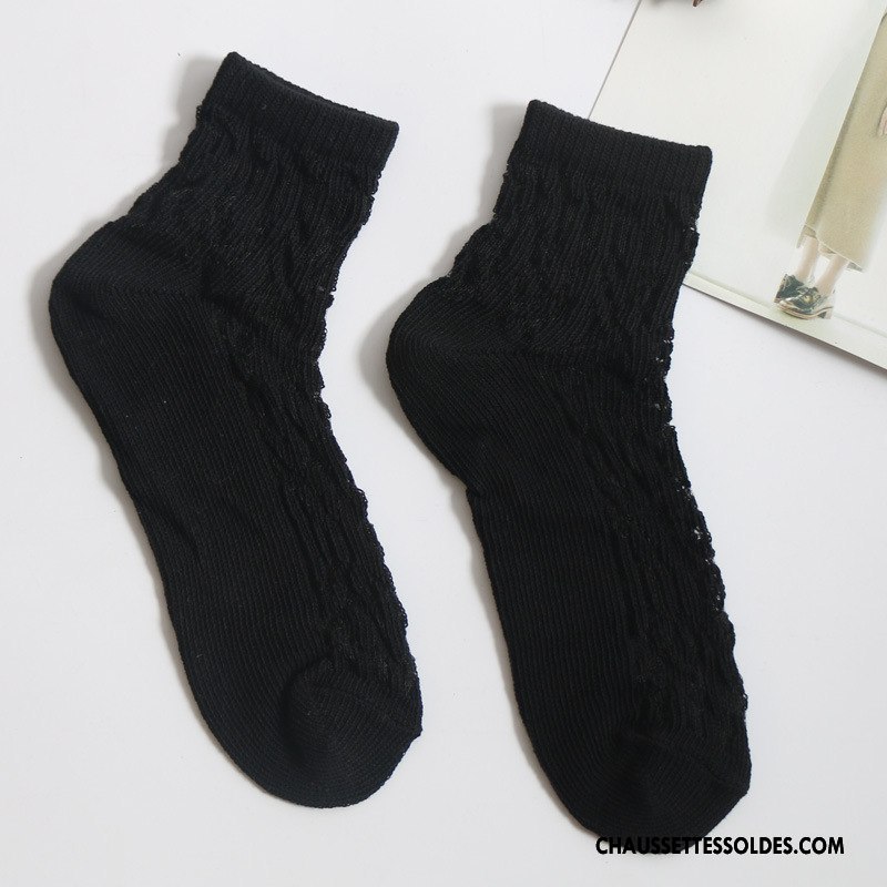 Chaussettes Mi Hautes Femme Creux Guipure Dame Chaussettes En Coton Coton Bio Milieu L'automne Blanc