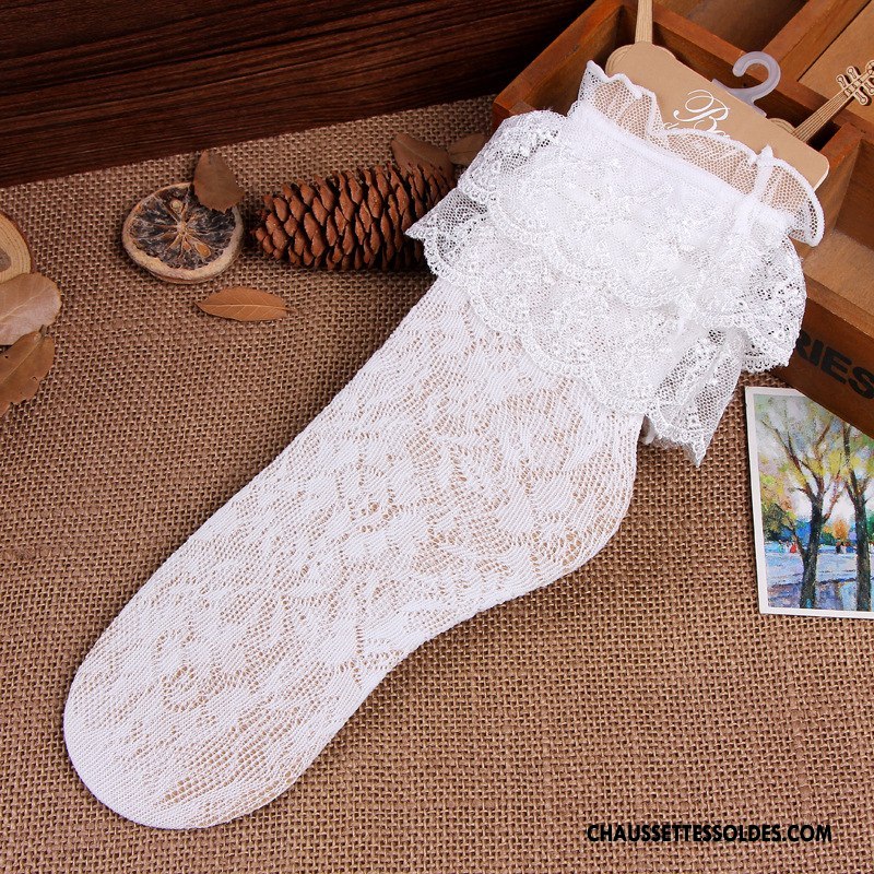 Chaussettes Mi Hautes Femme Creux Guipure Invisible Déesse Dentelle Le Nouveau Chaussette Basse Coupée Blanc