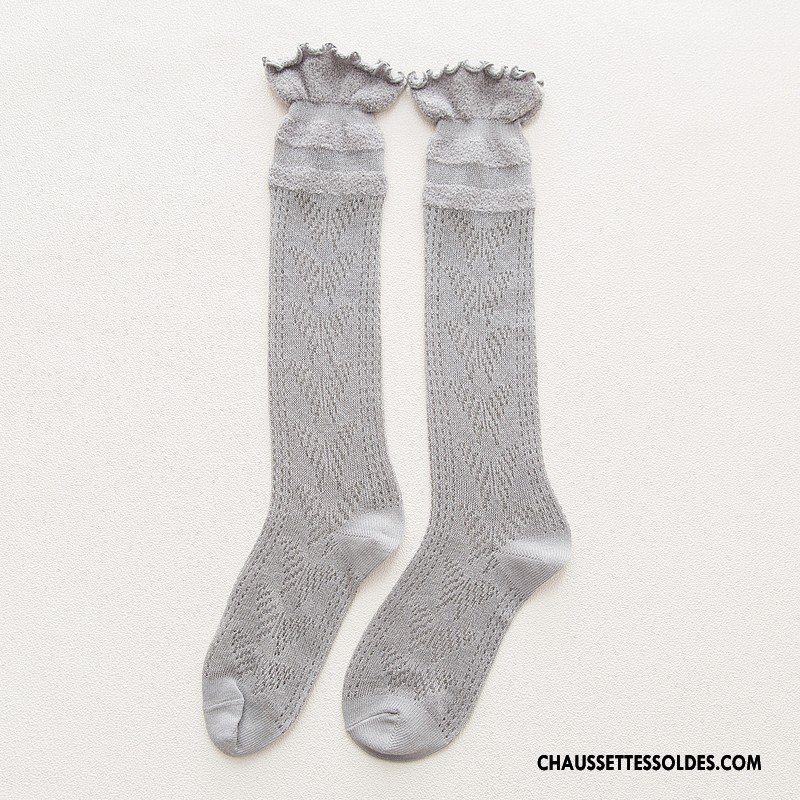 Chaussettes Mi Hautes Femme Creux Guipure Nouvelles Arrivées Frais Bois Hiver L'automne Bleu