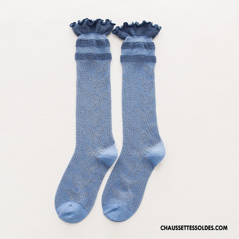 Chaussettes Mi Hautes Femme Creux Guipure Nouvelles Arrivées Frais Bois Hiver L'automne Bleu