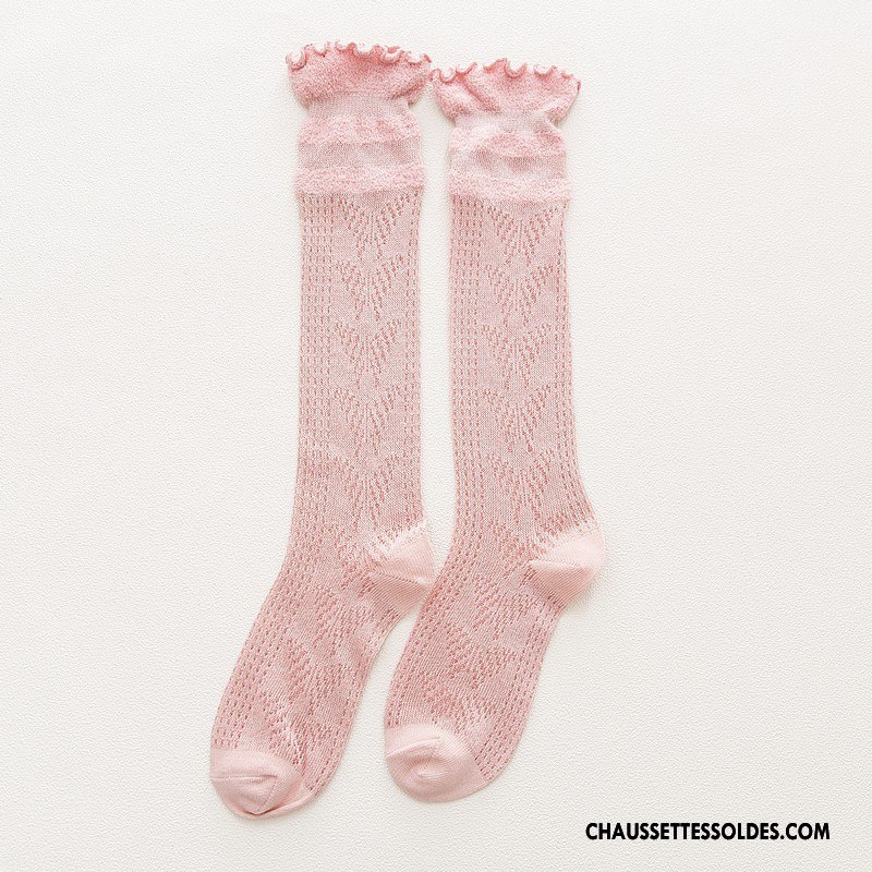 Chaussettes Mi Hautes Femme Creux Guipure Nouvelles Arrivées Frais Bois Hiver L'automne Bleu