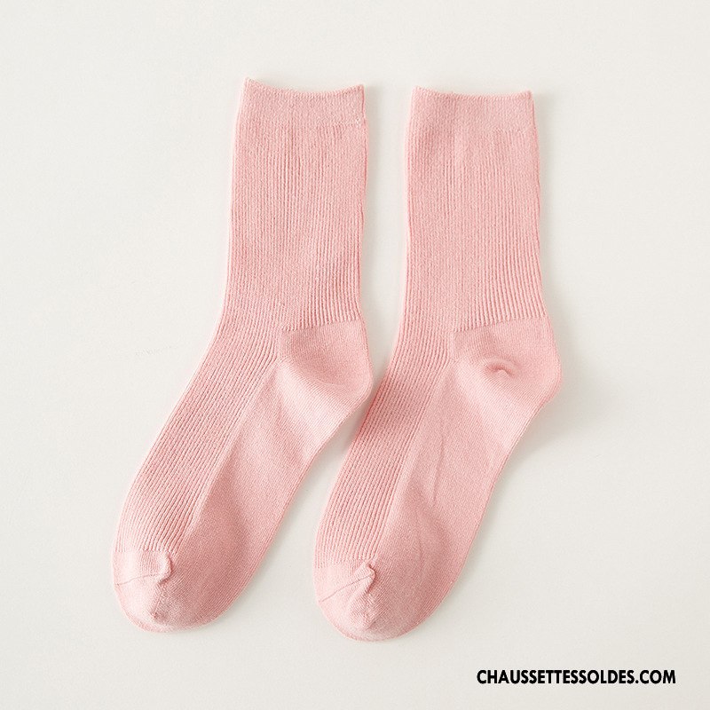 Chaussettes Mi Hautes Femme Dame 100% Coton Hiver L'automne Milieu Le Nouveau Couleurs De Bonbons Pure Vert
