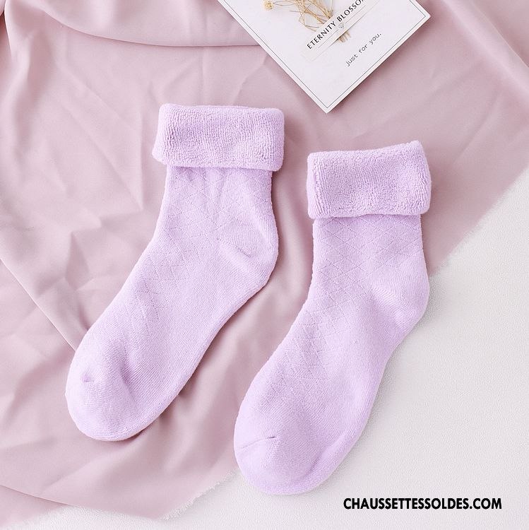 Chaussettes Mi Hautes Femme Dame Bouche Libre Hiver Enceintes Terry Coton Violet