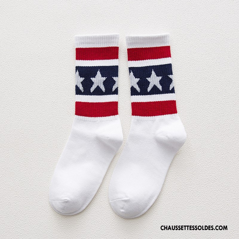 Chaussettes Mi Hautes Femme Dame Casual Vent D'université Hiver Mouvement Chaussettes En Coton Blanc