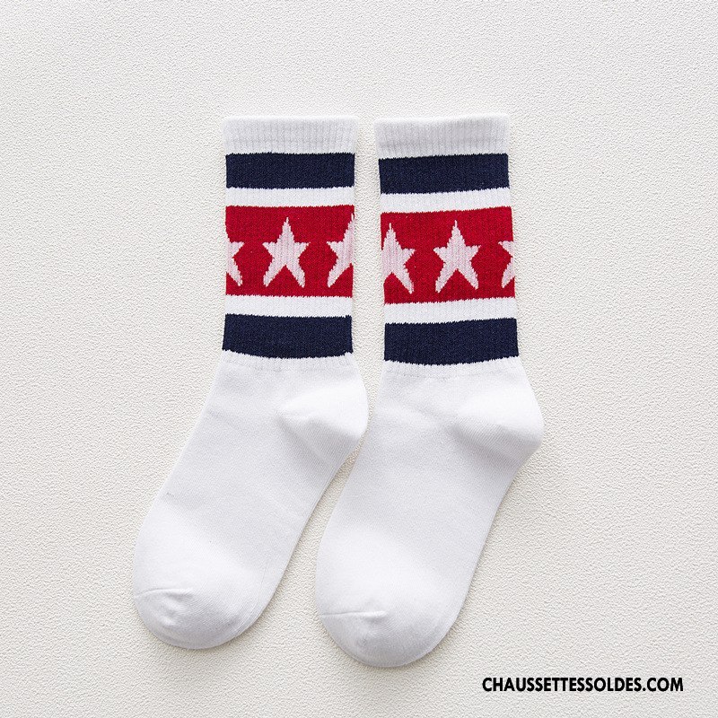 Chaussettes Mi Hautes Femme Dame Casual Vent D'université Hiver Mouvement Chaussettes En Coton Blanc