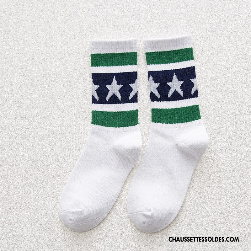 Chaussettes Mi Hautes Femme Dame Casual Vent D'université Hiver Mouvement Chaussettes En Coton Blanc