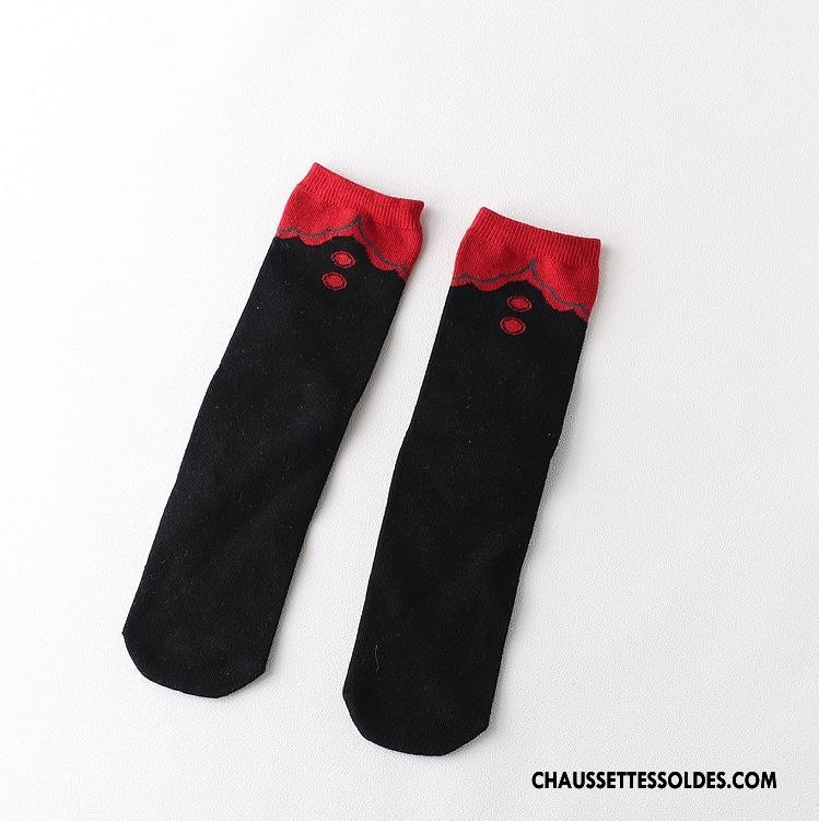 Chaussettes Mi Hautes Femme Dame Charmant Chaussettes En Coton Dessin Animé Le Nouveau Bordeaux