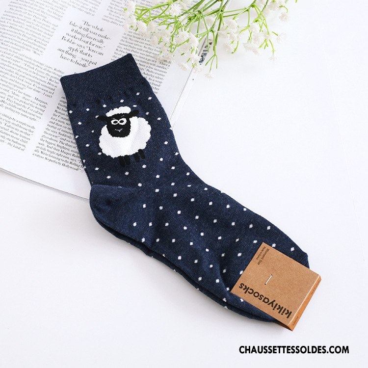 Chaussettes Mi Hautes Femme Dame Dessin Animé Petit Long Stock L'automne Importer Bleu