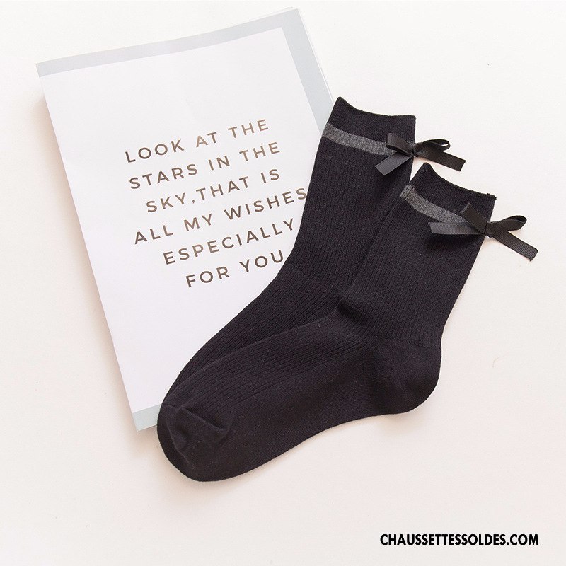 Chaussettes Mi Hautes Femme Dame Hiver L'automne Coton Bio 100% Coton Papillon Rouge