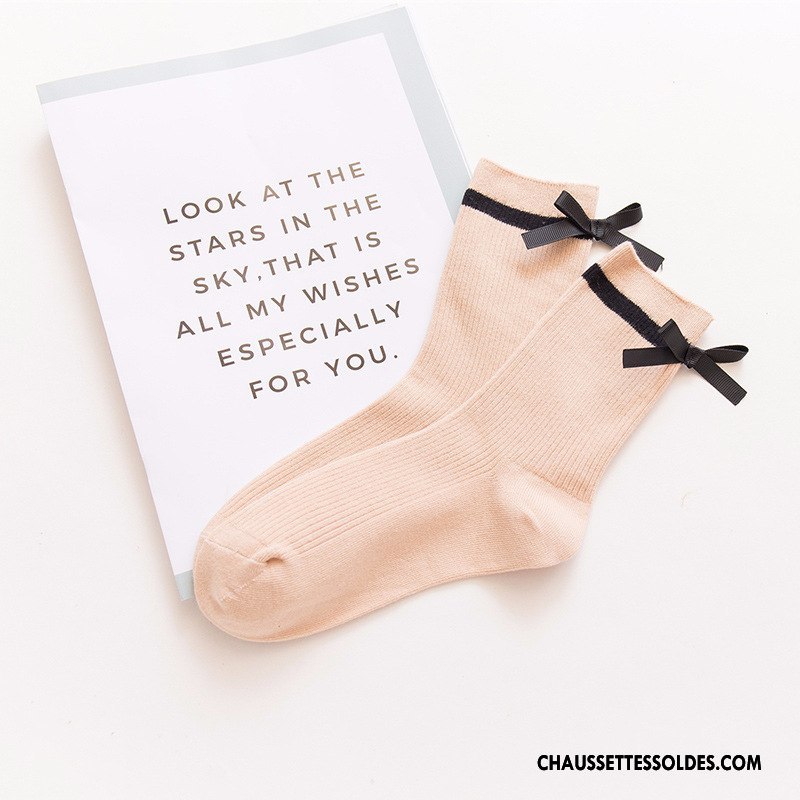 Chaussettes Mi Hautes Femme Dame Hiver L'automne Coton Bio 100% Coton Papillon Rouge
